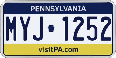 PA license plate MYJ1252