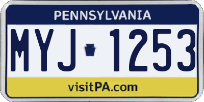PA license plate MYJ1253