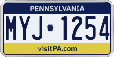PA license plate MYJ1254