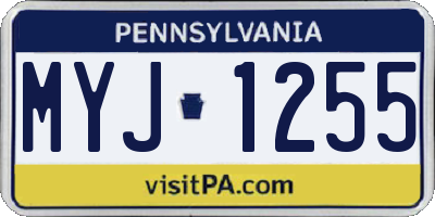 PA license plate MYJ1255