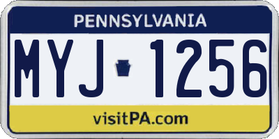 PA license plate MYJ1256