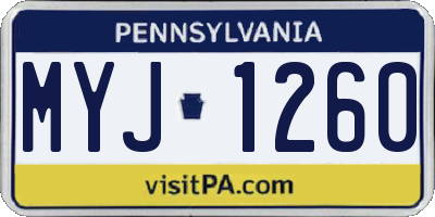 PA license plate MYJ1260