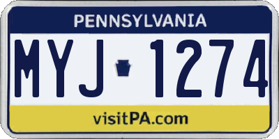PA license plate MYJ1274