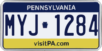 PA license plate MYJ1284