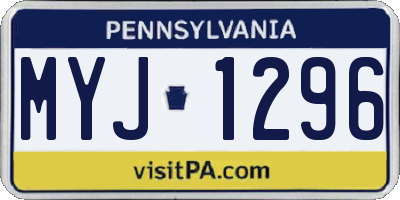 PA license plate MYJ1296