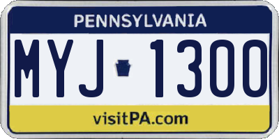 PA license plate MYJ1300