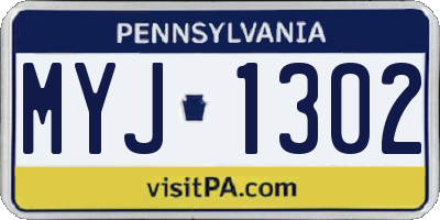 PA license plate MYJ1302
