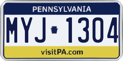 PA license plate MYJ1304