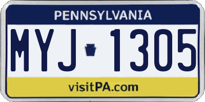 PA license plate MYJ1305
