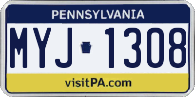 PA license plate MYJ1308