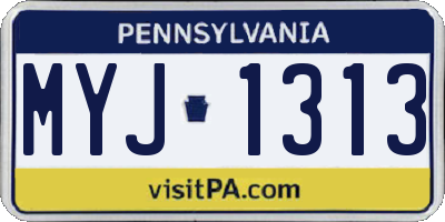PA license plate MYJ1313