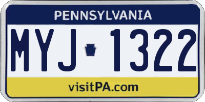 PA license plate MYJ1322