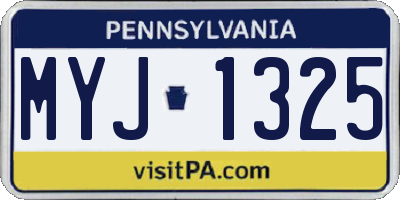 PA license plate MYJ1325