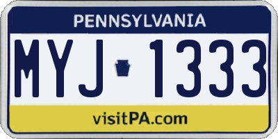 PA license plate MYJ1333
