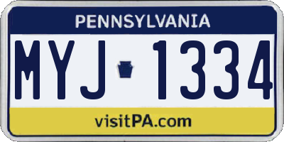 PA license plate MYJ1334