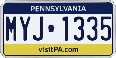 PA license plate MYJ1335