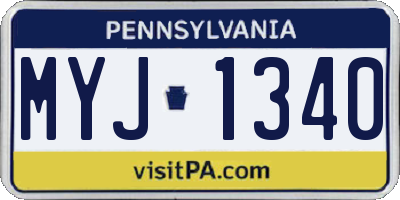 PA license plate MYJ1340
