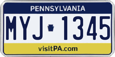 PA license plate MYJ1345