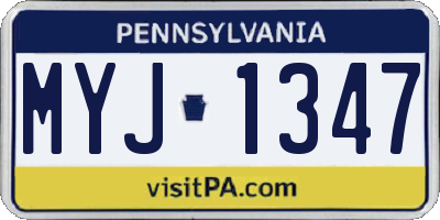 PA license plate MYJ1347