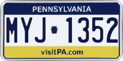 PA license plate MYJ1352