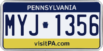 PA license plate MYJ1356