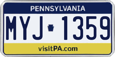 PA license plate MYJ1359