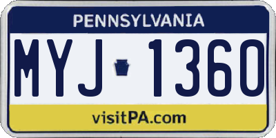 PA license plate MYJ1360