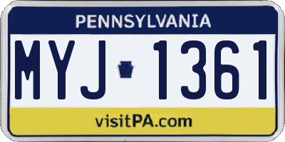 PA license plate MYJ1361
