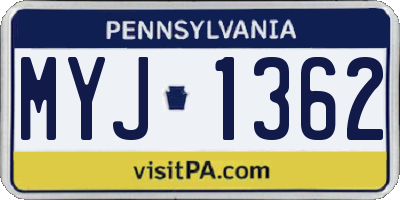 PA license plate MYJ1362