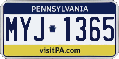 PA license plate MYJ1365