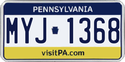 PA license plate MYJ1368