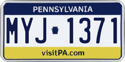 PA license plate MYJ1371