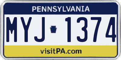 PA license plate MYJ1374