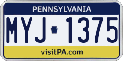 PA license plate MYJ1375