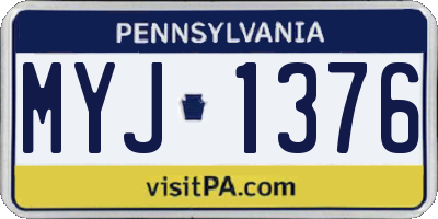 PA license plate MYJ1376