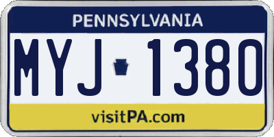 PA license plate MYJ1380