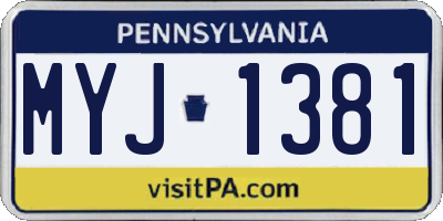 PA license plate MYJ1381