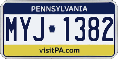 PA license plate MYJ1382