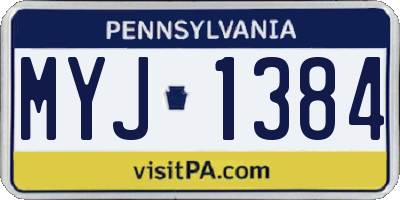 PA license plate MYJ1384