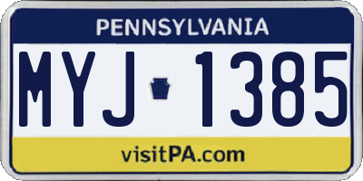 PA license plate MYJ1385