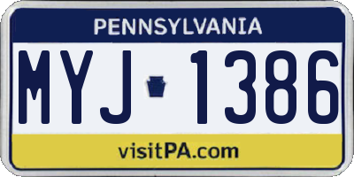 PA license plate MYJ1386