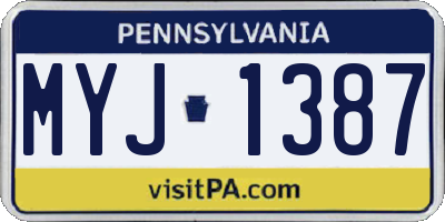 PA license plate MYJ1387
