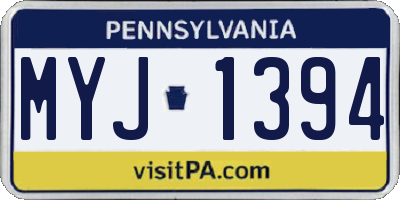 PA license plate MYJ1394