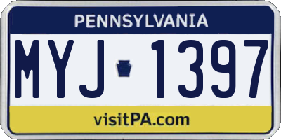 PA license plate MYJ1397