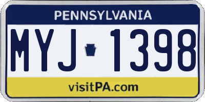 PA license plate MYJ1398