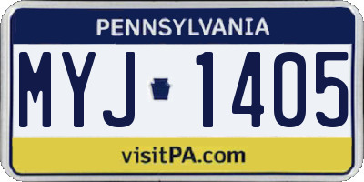 PA license plate MYJ1405