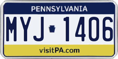 PA license plate MYJ1406