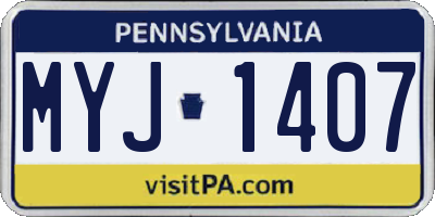 PA license plate MYJ1407