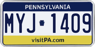 PA license plate MYJ1409