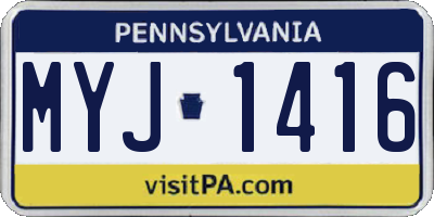 PA license plate MYJ1416